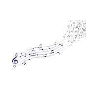 notes de musique classiques avec illustrateur de clé de sol Peintures murales et stickers muraux en vinyle 36x55.8cm Ne se décolle pas Bleu foncé