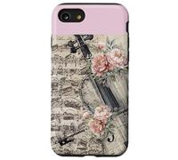 Notes de Musique Classiques et Florales sur Le thème du Violon Coque pour iPhone SE (2020) / 7/8