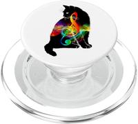 Notes de Musique colorées Silhouette de Chat Musical Amoureux des Chats PopSockets PopGrip pour MagSafe
