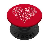 Notes de musique en forme de cœur pour les amateurs de musique, cadeau de Saint-Valentin PopSockets PopGrip Adhésif
