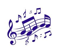 notes de musique et symboles sur un Stickers muraux 65.6x77.8cm Amovible sans laisser de colle Bleu foncé