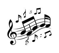 notes de musique et symboles sur un Stickers muraux 65.6x77.8cm Étanche Noir