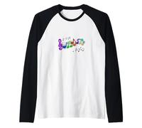 Notes de Musique Mignonnes aux Couleurs Vives avec des Visages Heureux Manche Raglan