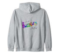 Notes de Musique Mignonnes aux Couleurs Vives avec des Visages Heureux Sweat à Capuche