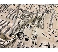 Notes de musique pour tissu rideau ameublement en coton - 140 cm large (vendu par mètre) …
