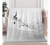 Notes De Musique Rayures Fluides Imprimé Couverture Plaid Flanelle 150 x 200 cm, Hiver Chaude Douce Moelleuse Minimalisme Couverture de Lit Couvre-lit Jeté de Canapé pour Voyager Lit