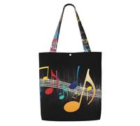 Notes de musique，Sacs d'épicerie réutilisables, sacs fourre-tout de grande capacité, sac à bandoulière en toile