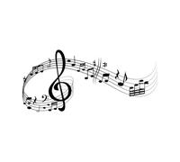 notes de musique tourbillons de portées clés de sol Stickers muraux 48x103.8cm N'abîme pas le mur Noir