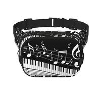 Notes de Musique Volantes Touches de Piano Musicales,Sac Banane carré Double Couche, Sac de Poitrine