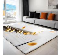 Notes de Piano Tapis 150x210 cm Style Moderne Moquette Antiderapant à Poils Courts Tapis 3D Lavable en Machine Convient aux Grands Salons Salles à Manger et Chambres b-1096