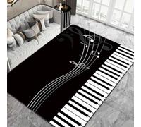 Notes De Piano Tapis 150x240 cm ThèMe Musical Moquette Antiderapant à Poils Courts Tapis 3D Lavable en Machine Convient aux Chambres, Bureaux Salons et Couloirs a-61