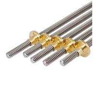 Notes de vis trapézoïdales à fil,T8 vis de plomb OD 8 mm Pitch 2 mm plomb 2 mm/8 mm 150 mm 200 mm 250 mm 300 mm 330 mm 350 mm 400 mm 500 mm avec écrou en laiton pour imprimer 3D imprimeur, 1 pcs(Pitch