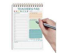 Notes d'enseignant, blocs-notes pour enseignants - Carnet de la liste de contrôle de l'enseignant 50 feuilles | Mémo de lien à double bobine, 14 x 20,3 cm, doit avoir un planificateur jour