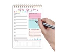 Notes d'enseignant, professeur de notes - 50 feuilles de notes pour enseignants - 14 x 20 cm - Organiseur d'écriture de notes mignon, planificateur quotidien à double bobine pour la primaire