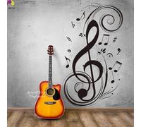 Notes musicales, grands autocollants muraux floraux avec notes de musique, autocollants muraux rock jazz band, autocollants muraux en vinyle pour chambre d'enfant