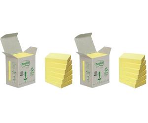 Notes Post-it Recy s, Mini Tour, Jaune, 38 mm x 51 mm, 6 Blocs, 100 Feuilles/Bloc (Lot de 2)