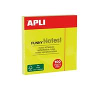 Notes repositionnables - Jaune fluo - 7,5x7,5cm - Adhésif - Notes -