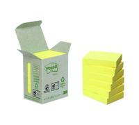 Notes repositionnables jaunes recyclées post-it 38 x 51 mm - en tour distributrice - bloc de 100 feuilles - lot de 12 - jaune - post-it G