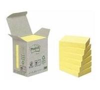Notes repositionnables jaunes recy s post-it 38 x 51 mm - en tour distributrice - bloc de 100 feuilles - lot de 12 - jaune - post-it G