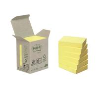 Post-it – Notes repositionnables recyclées jaunes 38 x 51 mm – Bloc 100 feuilles – Lot de 6