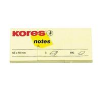 Notes repositionnables Kores "notes" 50 x 40 mm blanc jaune 3 blocs de 100 feuilles