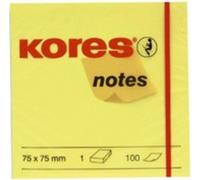 Notes repositionnables Kores "notes" 75 x 75 mm blanc jaune 1 bloc à 100 feuilles