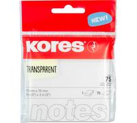 Notes repositionnables Kores "TRANSPARENT" 75 x 75 mm vierges 75 feuilles