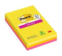 Notes repositionnables lignées Super Sticky - Lot de 2 + 1 offert