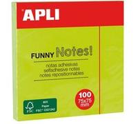 Notes repositionnables - Vert fluo - 7,5x7,5cm - Adhésif - Notes - Apli G