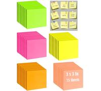 Notes Sticky 2625 Feuillets Notes de 5 couleurs vive,76 X 76 mm Lot de 35 blocs/75 feuillets/Pad, Feuillets Super Adhésifs pour Prise de Notes,Listes de Tâches et Rappels