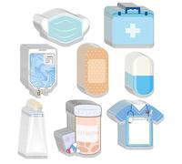 Notes sur le thème des soins de santé sur le carnet de notes, calendrier, feuille non lignée, papier adhésif, petits blocs-notes