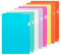 NOTEZMATE Lot de 42 chemises en plastique A4 - 8 couleurs - Type L - Pour protection de dossiers - Transparentes - Ouvertes sur le dessus et sur le côté - Pour rapport, projet, présentation