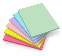 NOTEZMATE Lot de 6 grands blocs de notes autocollantes 152 mm x 203 mm, 6 couleurs pastel multicolores, 50 feuilles/bloc, extra adhésifs, pour marquer et mettre en évidence les pages, liste de choses