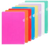 NOTEZMATE Pochettes de documents A4, 8 couleurs, 25 pochettes transparentes ouvertes sur le dessus et le côté pour couverture de papier, dossiers A4 découpés pour rapport, projet, présentation