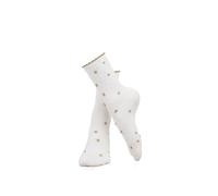 Nothing but Love Chaussettes chaudes pour femme en tissu de qualité supérieure - Motif fleurs, Blanc/vert, 36-40