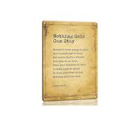 Nothing Gold Can Stay Poem Vintage Metal Tin Sign Inspirational Poetry Verse Wall Decor For Library Study Book Nook Classroom Home Office 8 X 12 inch