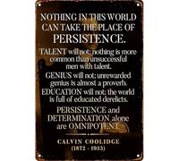 Nothing In This World Can Take The Place Of Persistence - Décoration murale amusante - 20,3 x 30,5 cm - Poster rétro en métal pour cuisine, salle de bain, ferme, cour, bar, garage, cave, partout où