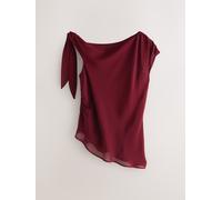Nothing Ordinary Nothing Ordinary Burgundy Red Check Asymmetric Off The Shoulder Top