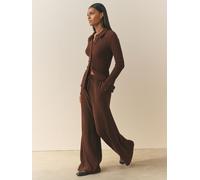 Nothing Ordinary Nothing Ordinary Chocolate Brown Soft Touch Crinkle Jersey Wide Leg Trousers