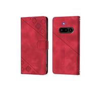 Nothing Phone Etui Pour 3a Cuir Magnétique Titulaire De La Carte Portefeuille A Rabot Rouge