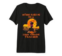 Nothing Scares Me I'm A 2nd Grade Teacher Halloween Witch T-Shirt Haut de Gamme