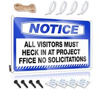 Notice All Visitors Must Check In At Project Office No Solicitations Funny Wall Art Painting Decorative | Plush Name Hanging Art for Game Room Living Room (20 x 30 cm)