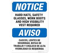 Notice Hard Hats Safety Glasses Work Boots and High Visibility Vest Required Sign, 25,4 x 35,6 cm, antirouille .040, résistant à la décoloration, fabriqué aux États-Unis