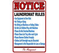 Notice Laundromat Rules Sign. 12 x 8 en métal.