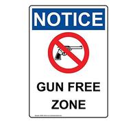 Notice - Panneau mural en aluminium avec zone sans armes à feu, 40,6 x 30,5 cm - Décoration intérieure et extérieure de sécurité et d'avertissement pour la maison, le bureau ou le travail