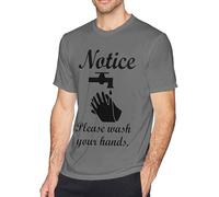 Notice Please Wash Your Hands Men's Short Sleeve t-Shirt Summer Casual T-Shirt Hemden(Medium)