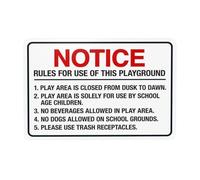 Notice Rules For Of This Playground Play Aea Is Closed From Dusk To Dawn Panneau d'avertissement en métal pour la maison et les entreprises 30,5 x 20,3 cm