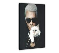 NOTIFE Poster sur toile de Karl Lagerfeld, avec inscription « Fashion Guru » pour décoration de chambre à coucher, bureau, chambre, cadeau (50 x 75 cm)