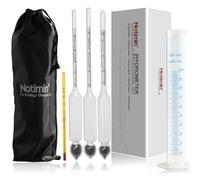 Notimin Alcoomètre Pèse-Alcool - Set de 3 Hydromètres 0-40 40-70 70-100 Vol% + Thermomètre + Cylindre de Mesure pour Mesurer la Teneur en Alcool du Eau-de-Vie, Whisky, Vodka etc. (Manuel français)