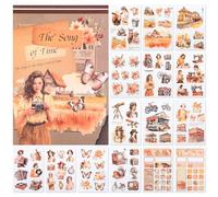 NOTIONSLAND Lot de 20 feuilles d'autocollants pour scrapbooking, plus de 100 autocollants de journal pour fournitures de scrapbooking, autocollants esthétiques en PET pou